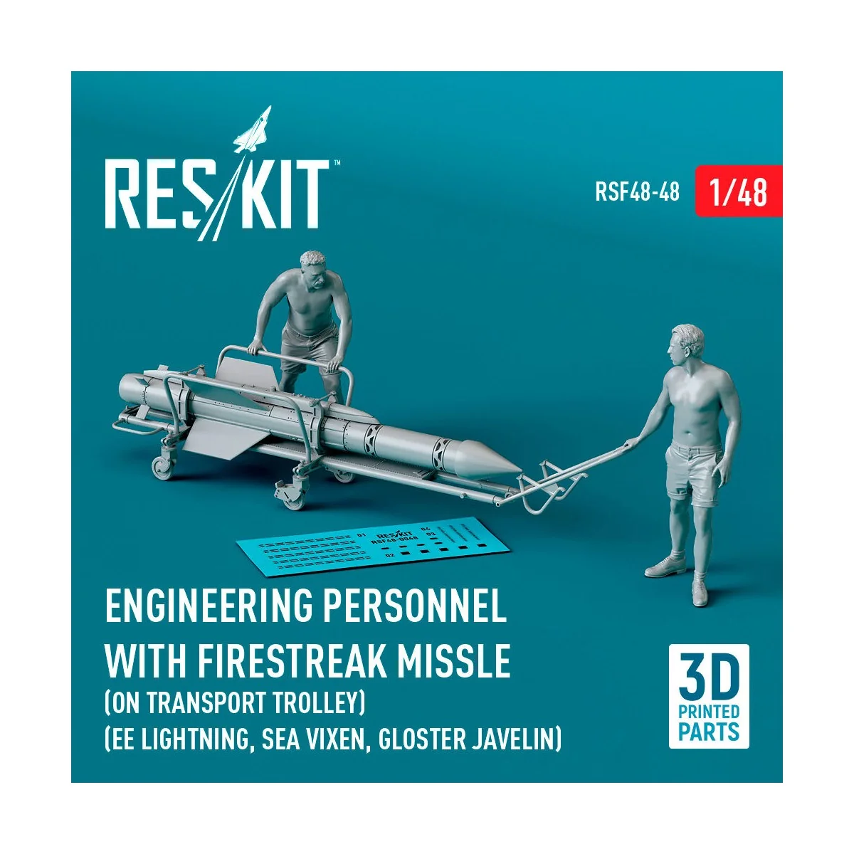 Engineering Personnel with Firestreak missile (on transport trolley...