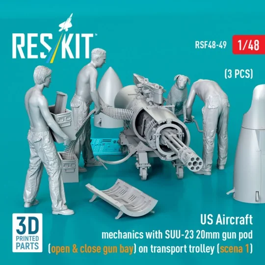 US Aircraft mechanics with SUU-23 20mm gun pod (open & close gun ba...