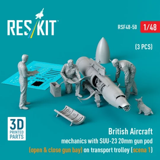 British Aircraft mechanics with SUU-23 20mm gun pod (open & close g...