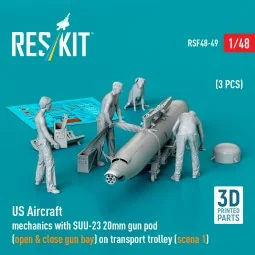 US Aircraft mechanics with SUU-23 20mm gun pod (open & close gun ba... 2