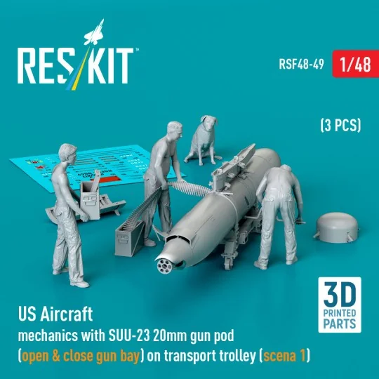 US Aircraft mechanics with SUU-23 20mm gun pod (open & close gun ba...