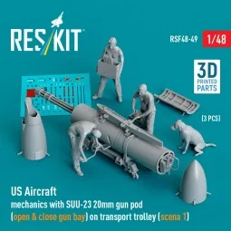 US Aircraft mechanics with SUU-23 20mm gun pod (open & close gun ba...