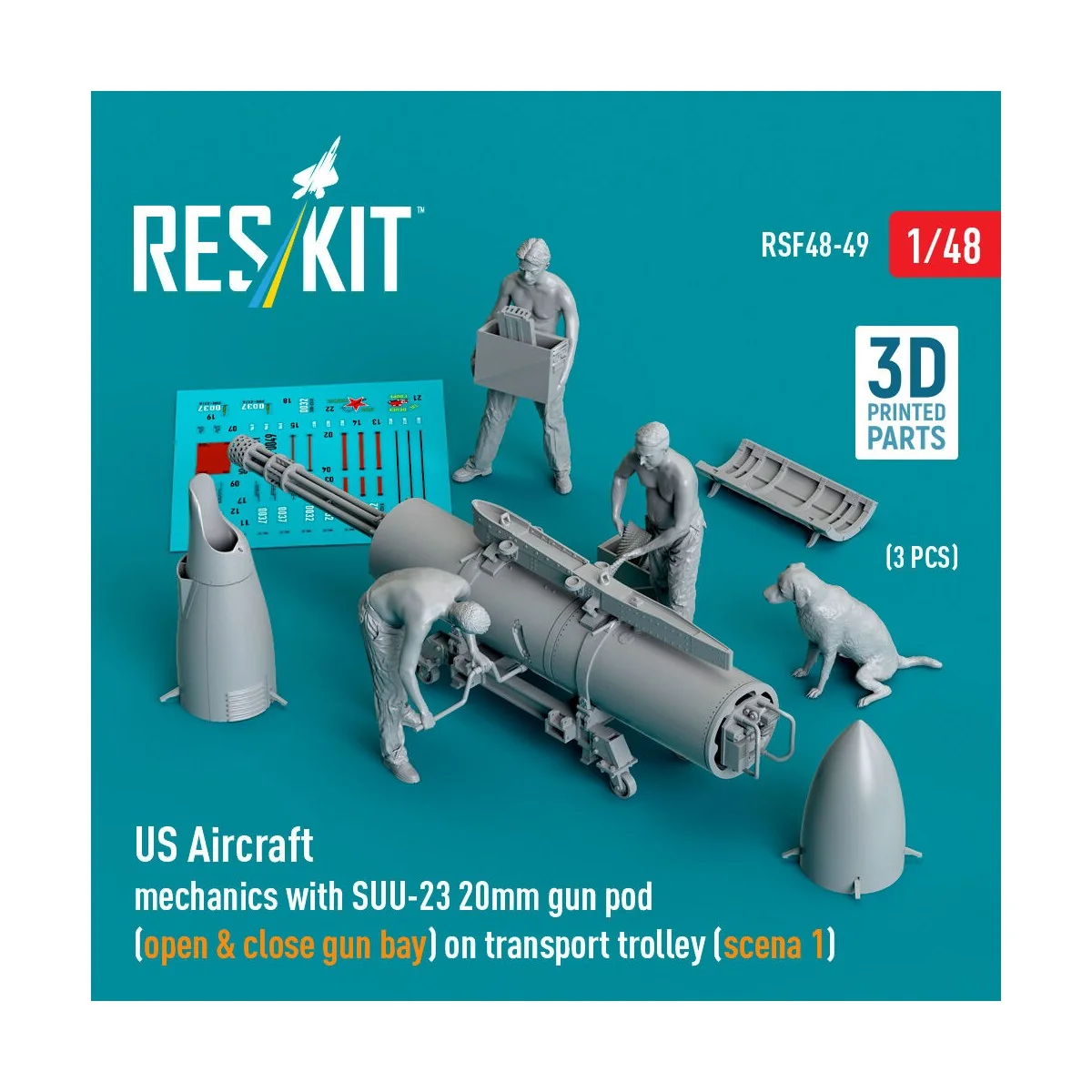 US Aircraft mechanics with SUU-23 20mm gun pod (open & close gun ba...