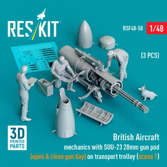 British Aircraft mechanics with SUU-23 20mm gun pod (open & close g...
