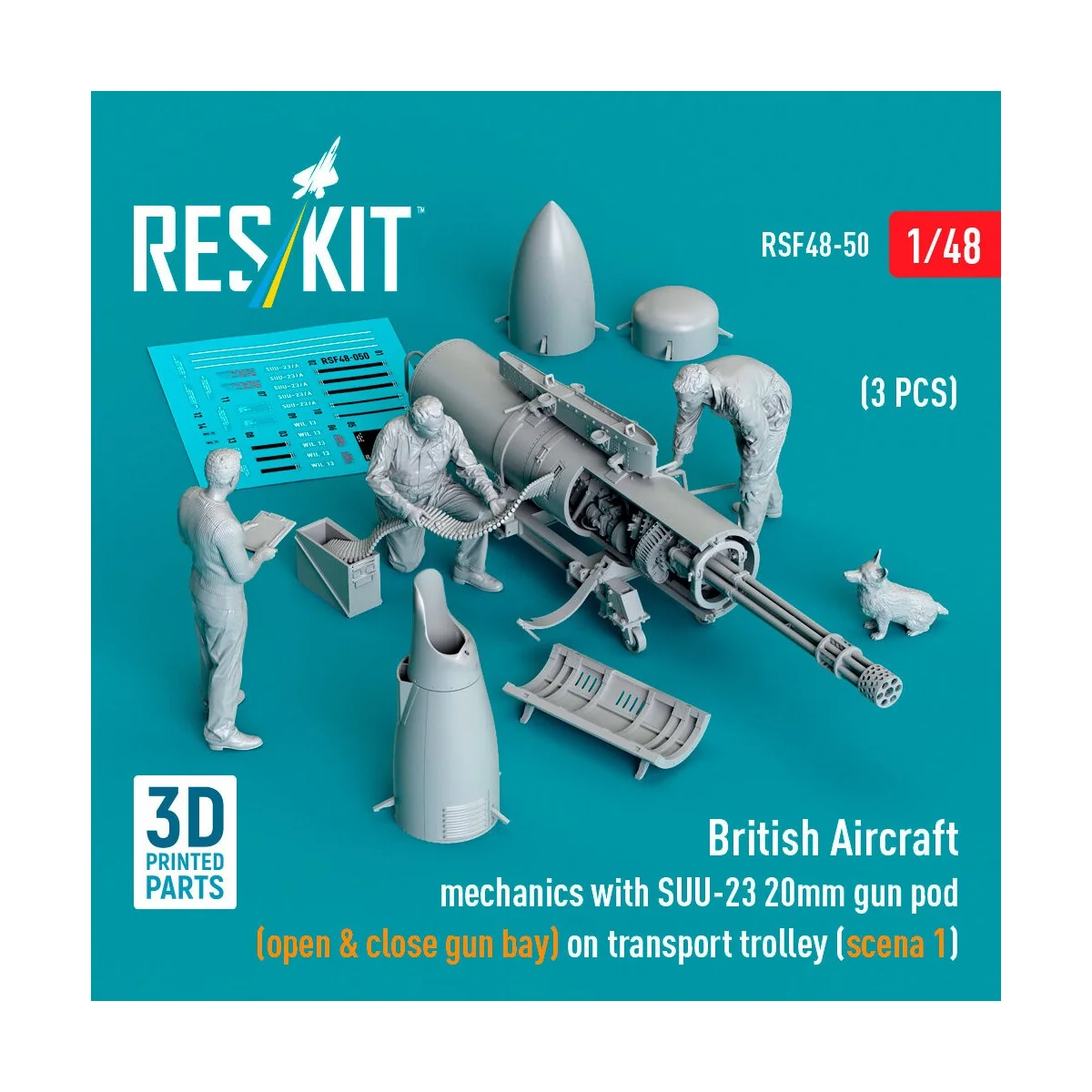 British Aircraft mechanics with SUU-23 20mm gun pod (open & close g...