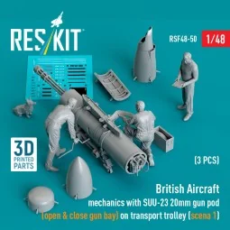 British Aircraft mechanics with SUU-23 20mm gun pod (open & close g...
