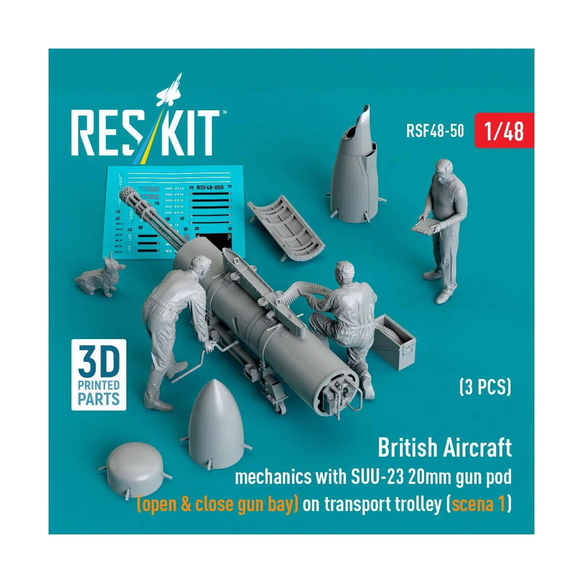 British Aircraft mechanics with SUU-23 20mm gun pod (open & close g...