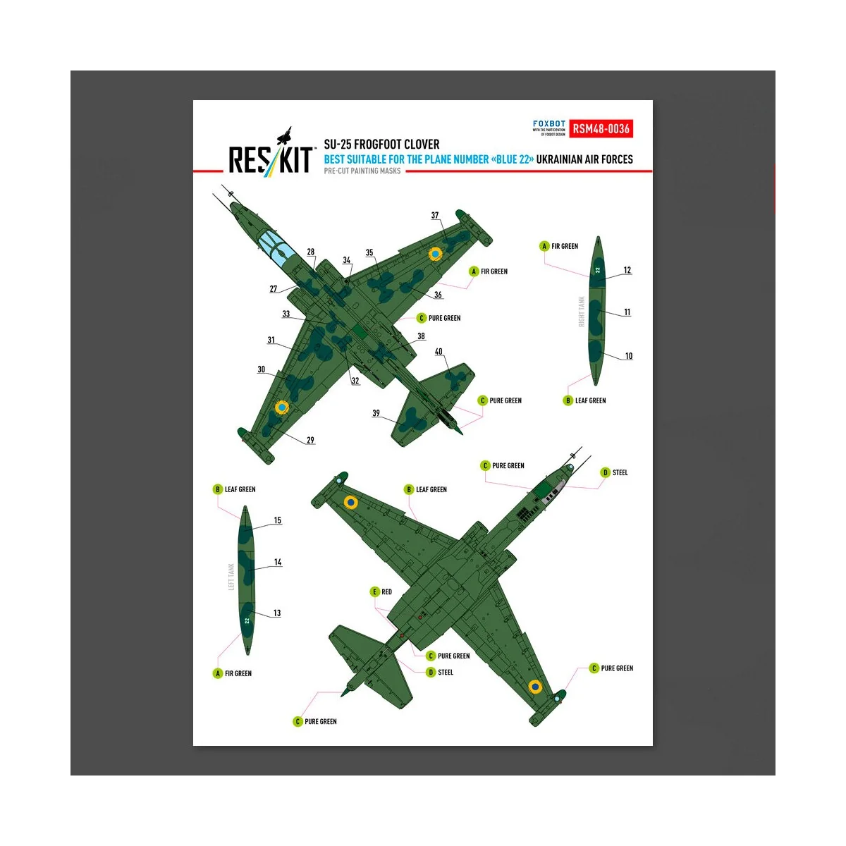 Su-25 Frogfoot Clover (best suitable for the plane number “blue 22”...