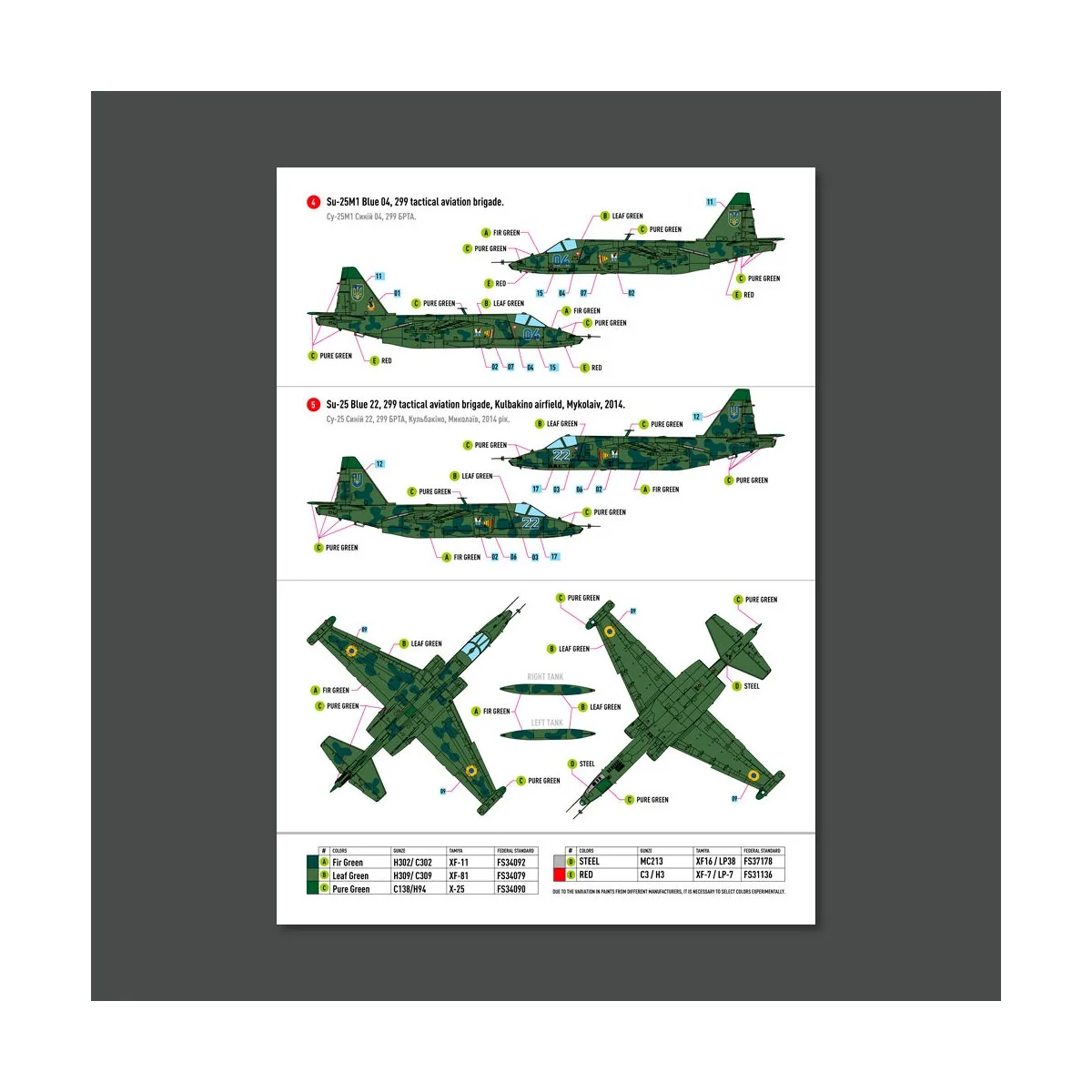 Su-25 Frogfoot Clover (BLUE 01, 04, 10, 22, 33) Ukrainian Air Force...