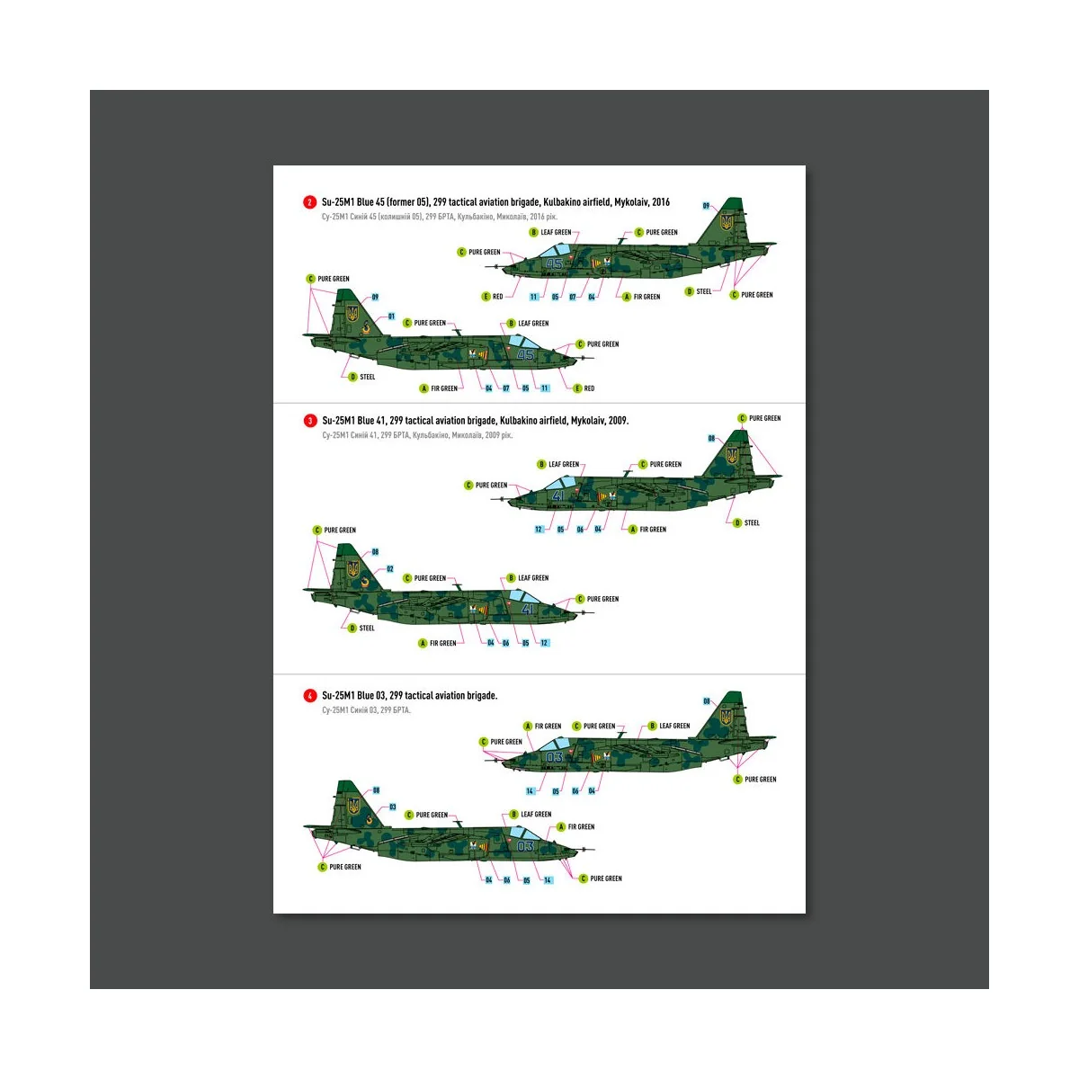 Su-25 Frogfoot Clover (BLUE 03, 05, 41, 45) Ukrainian Air Forces (M...