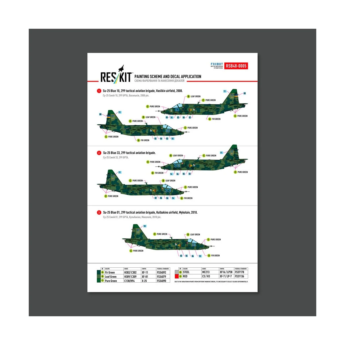 Su-25 Frogfoot Clover (BLUE 01, 04, 10, 22, 33) Ukrainian Air Force...