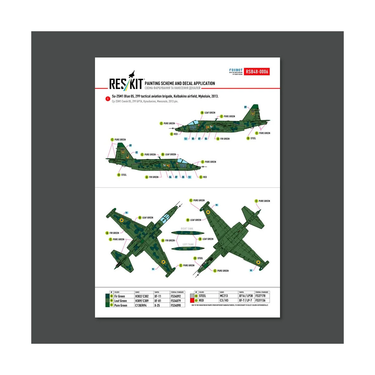 Su-25 Frogfoot Clover (BLUE 03, 05, 41, 45) Ukrainian Air Forces (M...