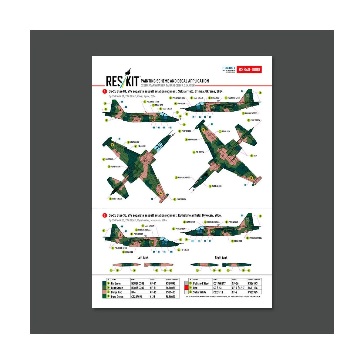 Su-25 Frogfoot Geometric (BLUE 17, 33, 01, 02) Ukrainian Air Forces...