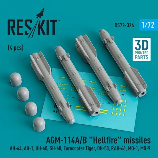 AGM-114A/B Hellfire missiles (4 pcs) (AH-64, AH-1, UH-60, SH-60, Eu...