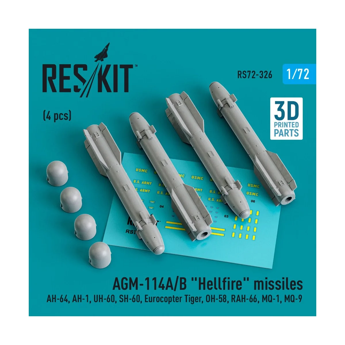 AGM-114A/B Hellfire missiles (4 pcs) (AH-64, AH-1, UH-60, SH-60, Eu...