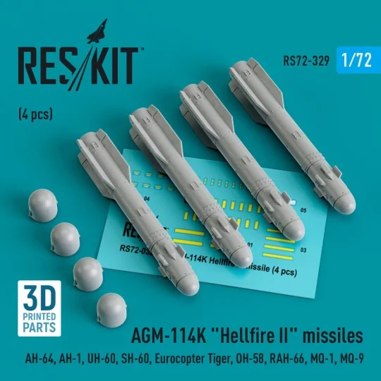 AGM-114K Hellfire II missiles (4 pcs) (AH-64, AH-1, UH-60, SH-60, E... AGM-114K Hellfire II missiles (4 pcs) (AH-64, AH-1, UH-60, SH-60, E...