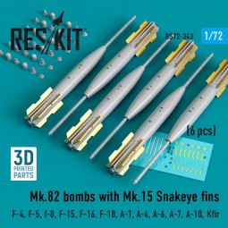 Mk.82 bombs with Mk.15 Snakeye fins (6 pcs) (F-4, F-5, F-8, F-15, F...
