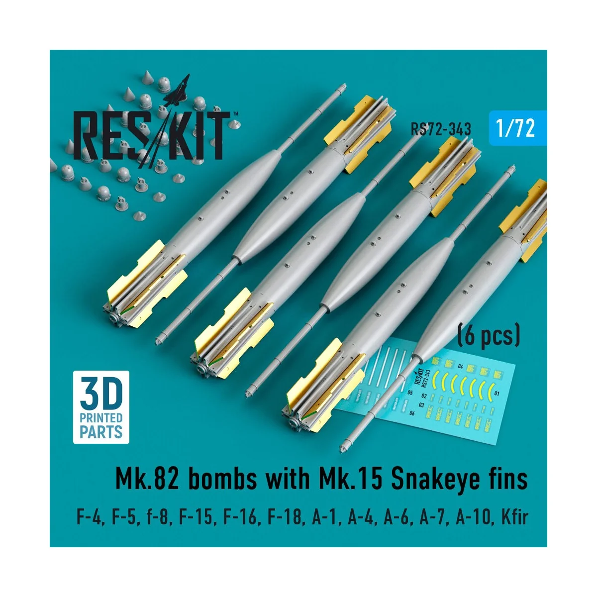 Mk.82 bombs with Mk.15 Snakeye fins (6 pcs) (F-4, F-5, F-8, F-15, F...