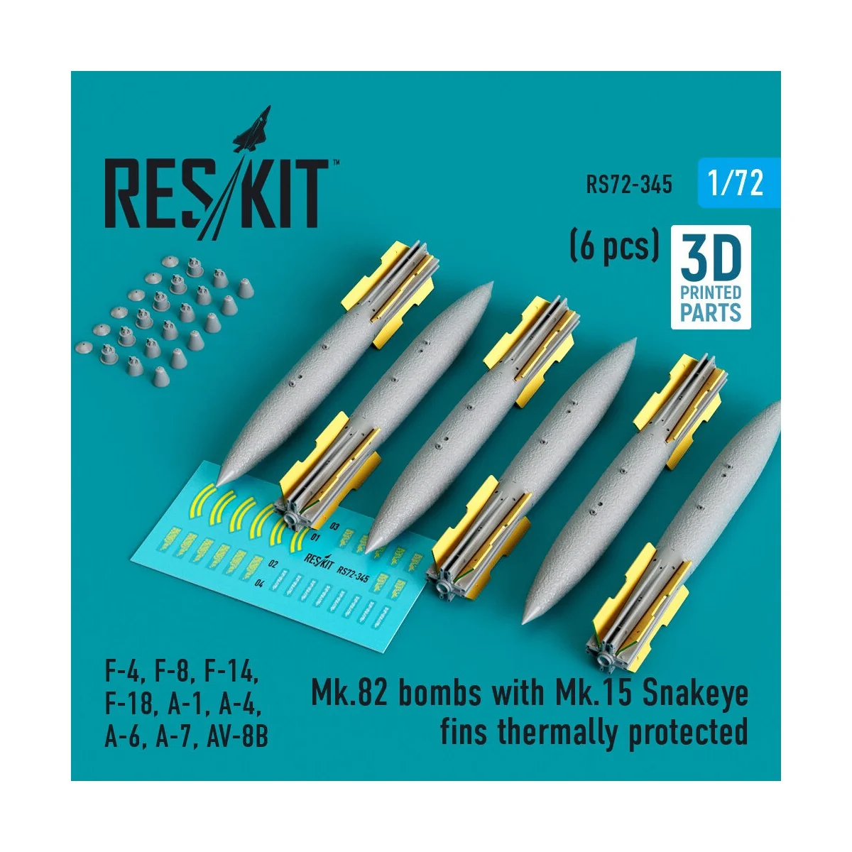 Mk.82 bombs with Mk.15 Snakeye fins thermally protected (6 pcs) (F-...