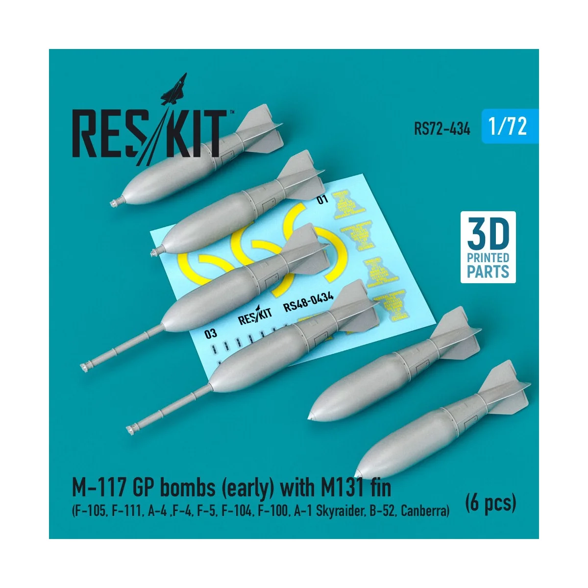 M-117 GP bombs (early) with M131 fin (6 pcs) (F-105, F-111, A-4, F-...