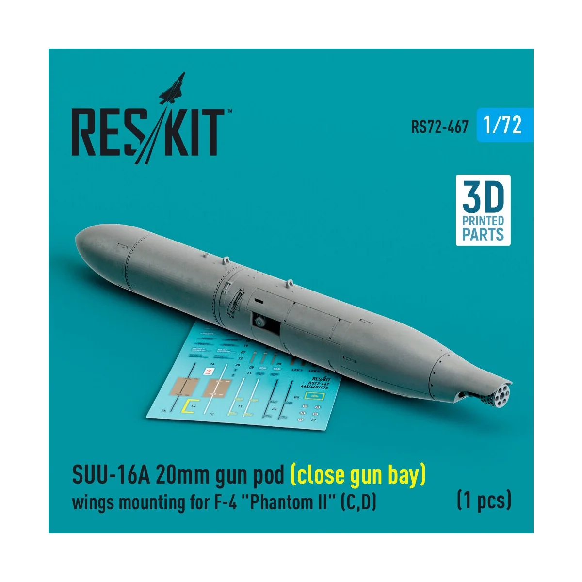 SUU-16A 20mm gun pod (close gun bay) wings mounting for F-4 Phantom...
