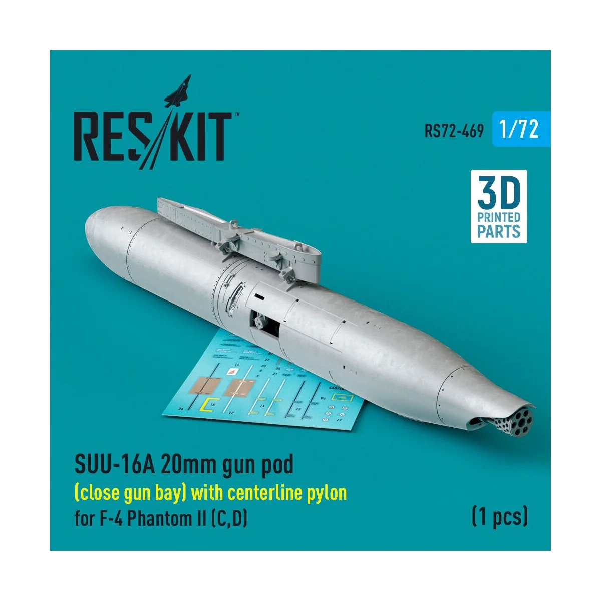 SUU-16A 20mm gun pod (close gun bay) with centerline pylon for F-4 ...
