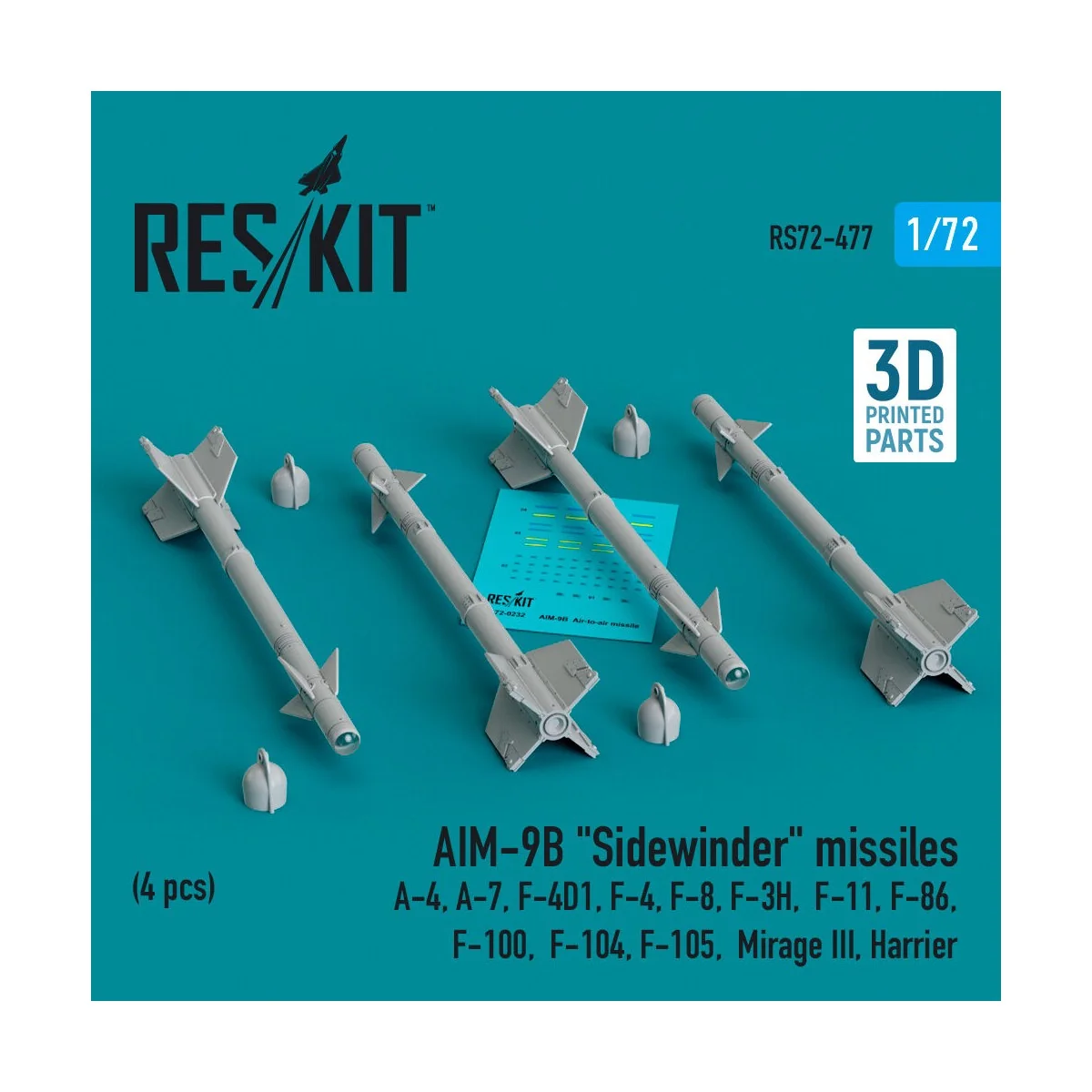 AIM-9B Sidewinder missiles (4 pcs) (A-4, A-7, F-4D1, F-4, F-8, F-3H...