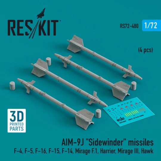 AIM-9J Sidewinder missiles (4 pcs) (F-4, F-5, F-16, F-15, F-14, Mir...