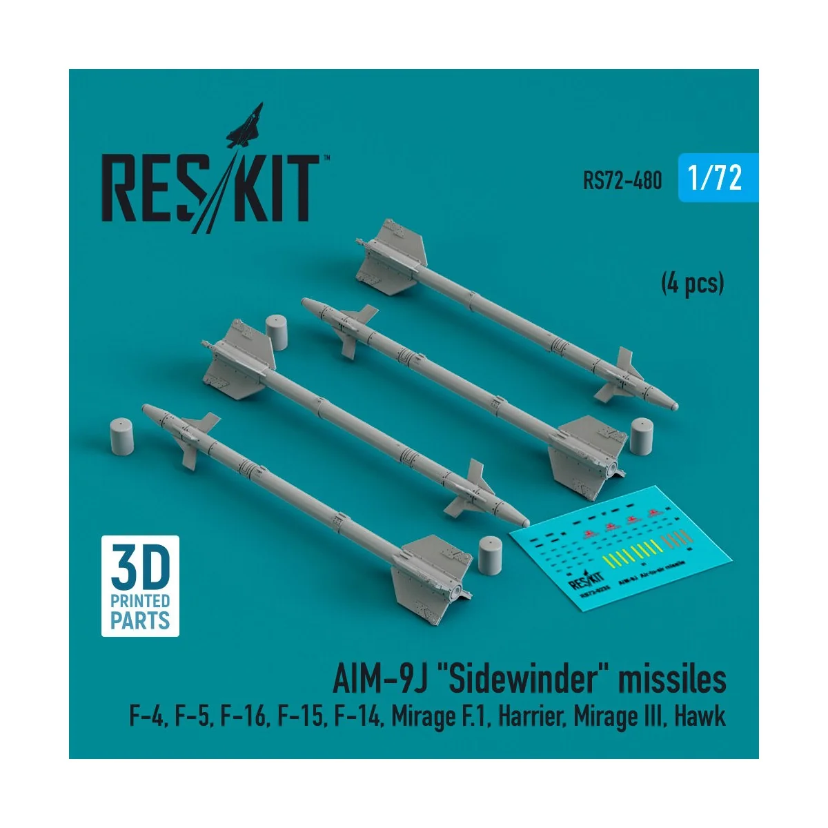 AIM-9J Sidewinder missiles (4 pcs) (F-4, F-5, F-16, F-15, F-14, Mir...