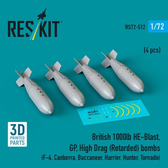 British 1000lb HE-Blast, GP, High Drag (Retarded) bombs (4 pcs) (F-...