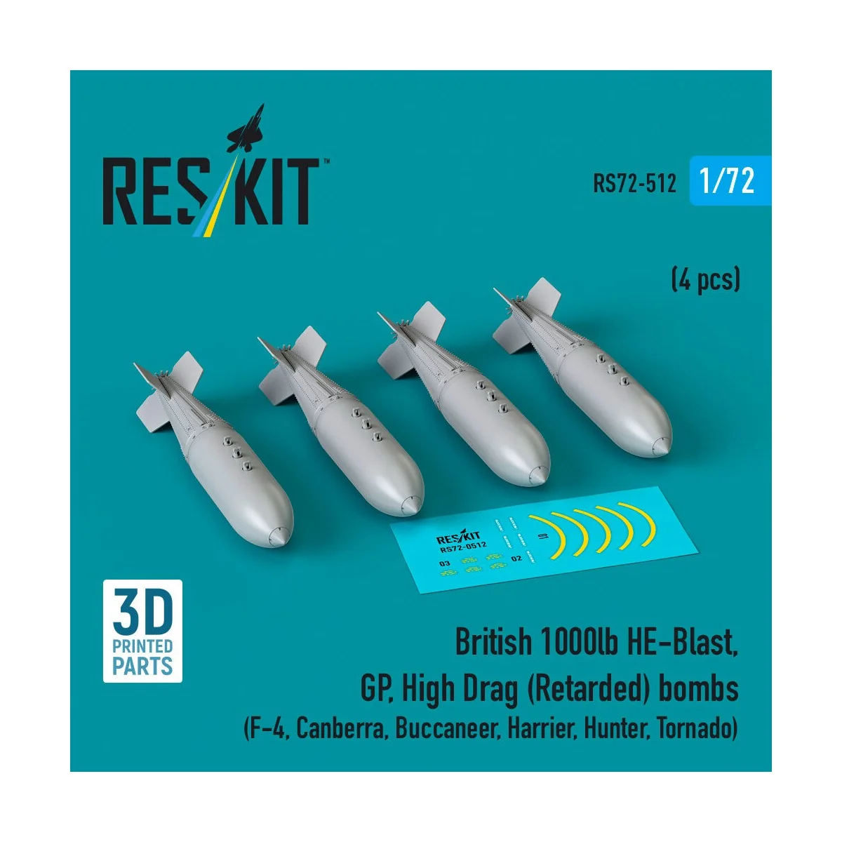 British 1000lb HE-Blast, GP, High Drag (Retarded) bombs (4 pcs) (F-...