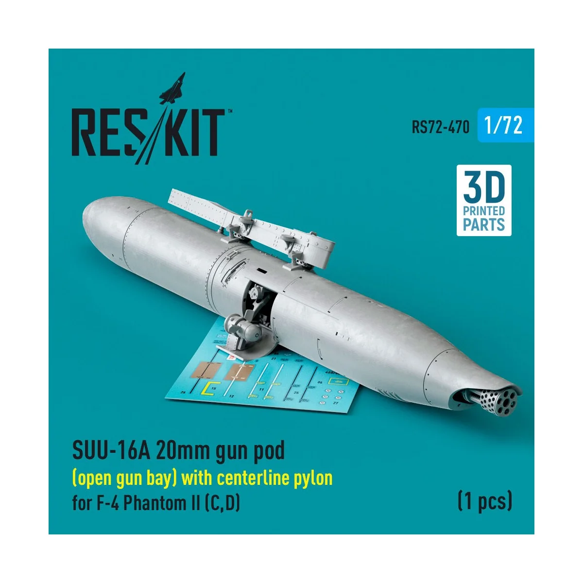 SUU-16A 20mm gun pod (open gun bay) with centerline pylon for F-4 P...