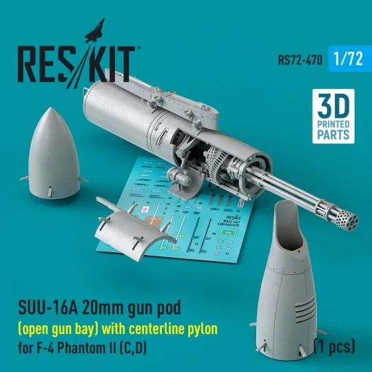 SUU-16A 20mm gun pod (open gun bay) with centerline pylon for F-4 P...