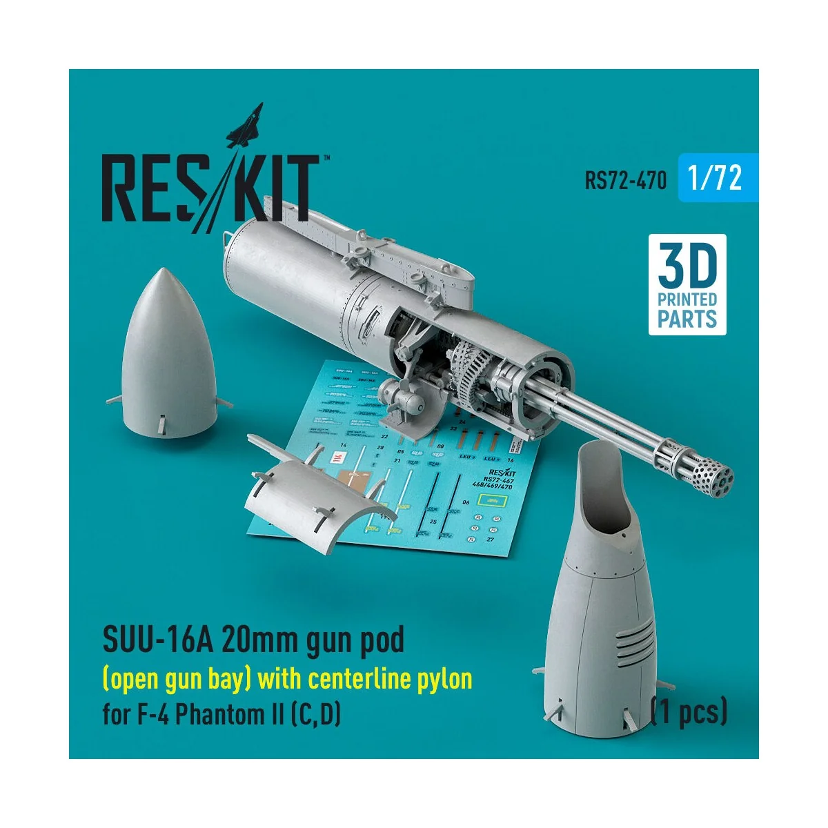 SUU-16A 20mm gun pod (open gun bay) with centerline pylon for F-4 P...