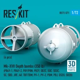 Mk-XVII Depth bombs (350 lb) (4 pcs) (PB4Y-1, PB4Y-2, PBY/PBN, PB2Y...
