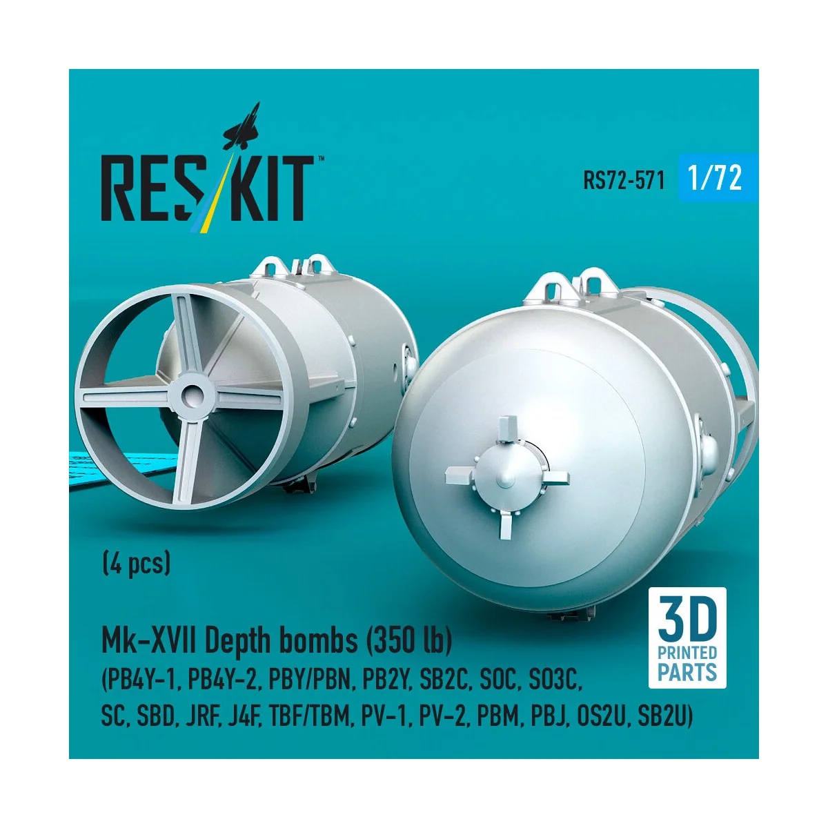 Mk-XVII Depth bombs (350 lb) (4 pcs) (PB4Y-1, PB4Y-2, PBY/PBN, PB2Y...