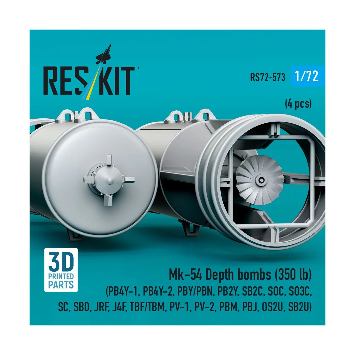 Mk-54 Depth bombs (350 lb) (4 pcs) (PB4Y-1, PB4Y-2, PBY/PBN, PB2Y, ...