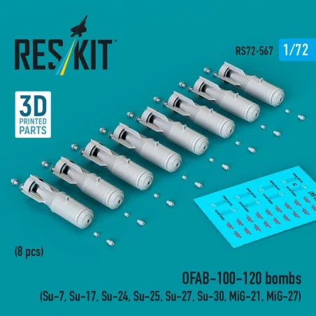 OFAB-100-120 bombs (8 pcs) (Su-7, Su-17, Su-24, Su-25, Su-27, Su-30...
