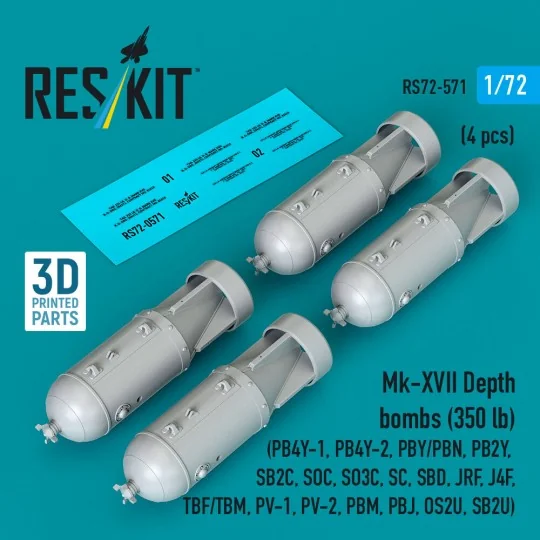 Mk-XVII Depth bombs (350 lb) (4 pcs) (PB4Y-1, PB4Y-2, PBY/PBN, PB2Y...