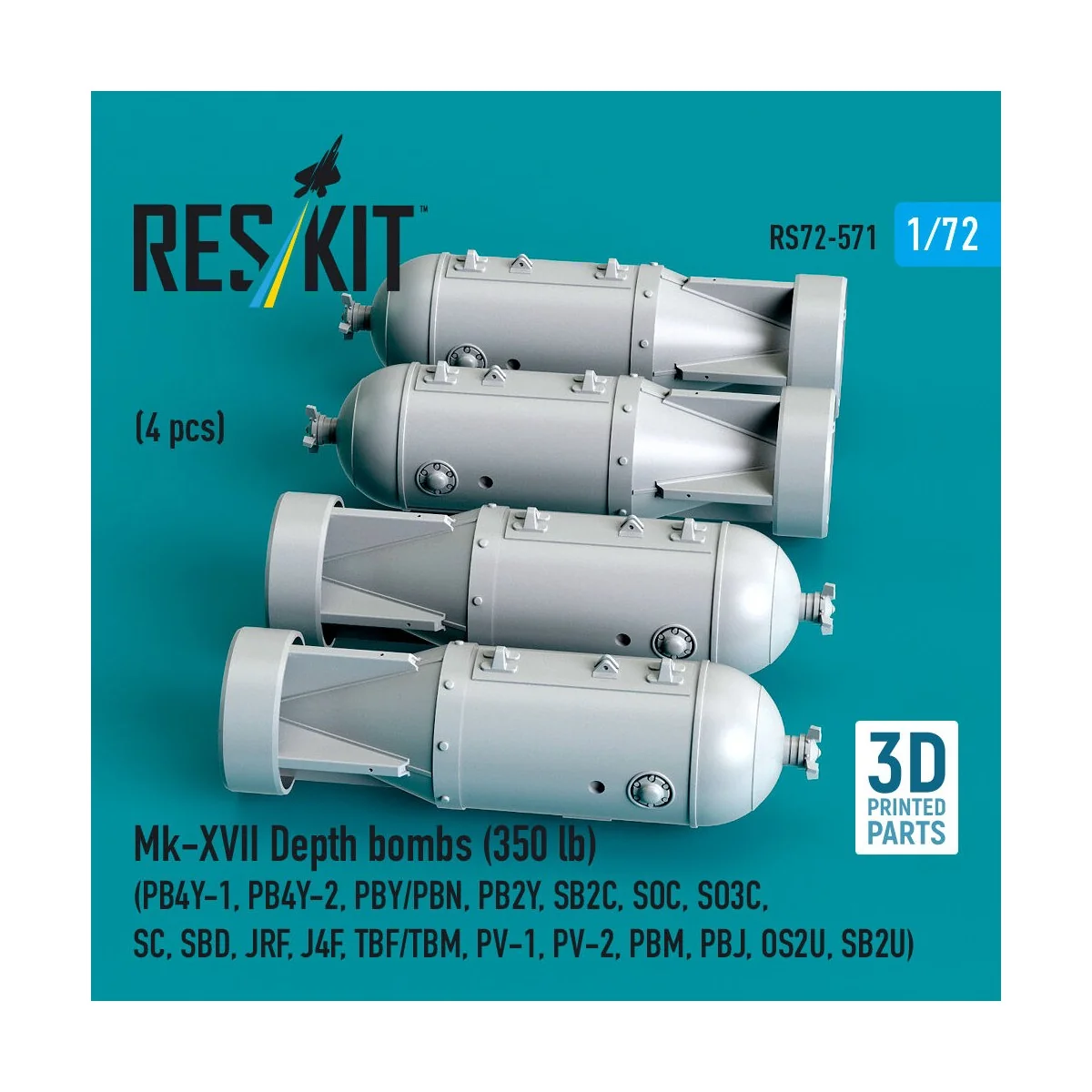 Mk-XVII Depth bombs (350 lb) (4 pcs) (PB4Y-1, PB4Y-2, PBY/PBN, PB2Y...
