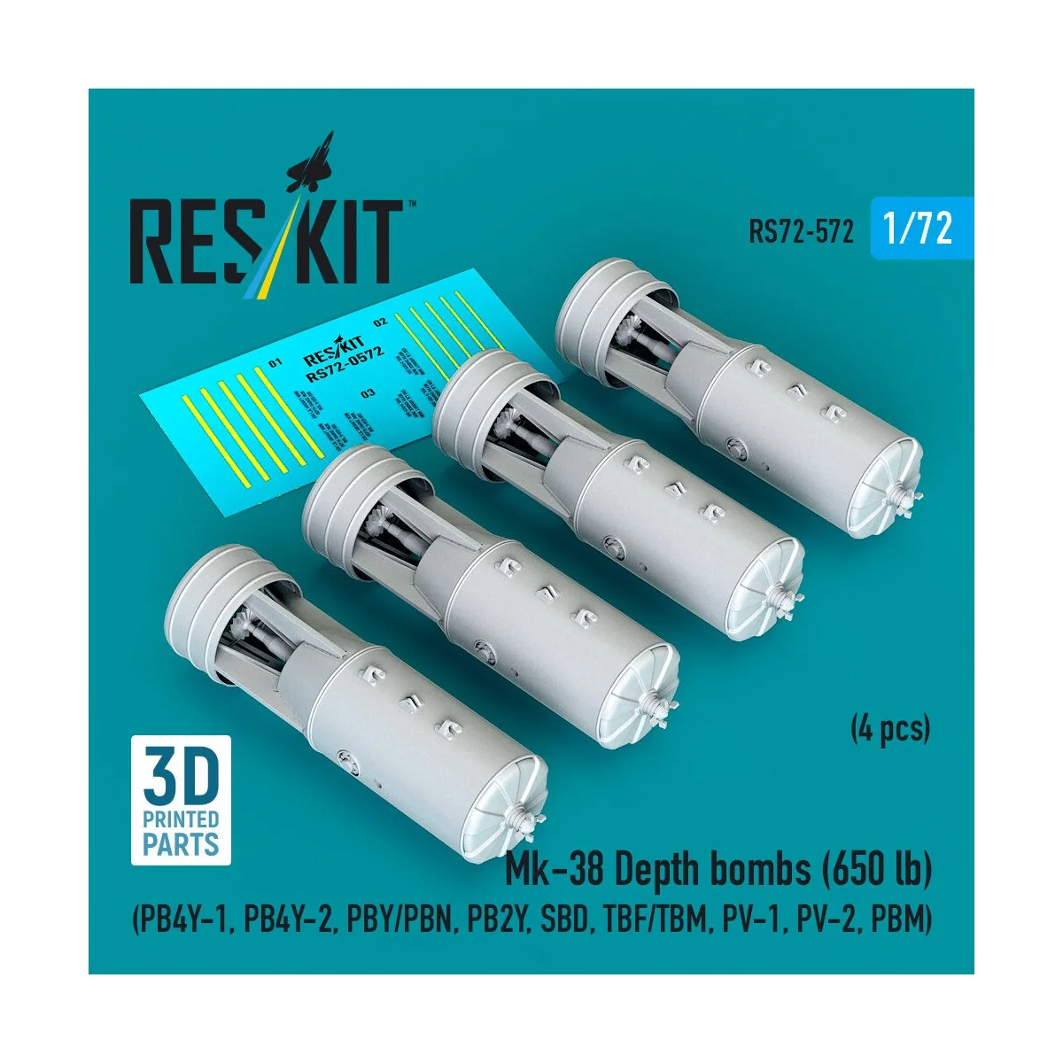 Mk-38 Depth bombs (650 lb) (4 pcs) (PB4Y-1, PB4Y-2, PBY/PBN, PB2Y, ...