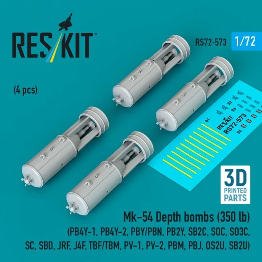 Mk-54 Depth bombs (350 lb) (4 pcs) (PB4Y-1, PB4Y-2, PBY/PBN, PB2Y, ...