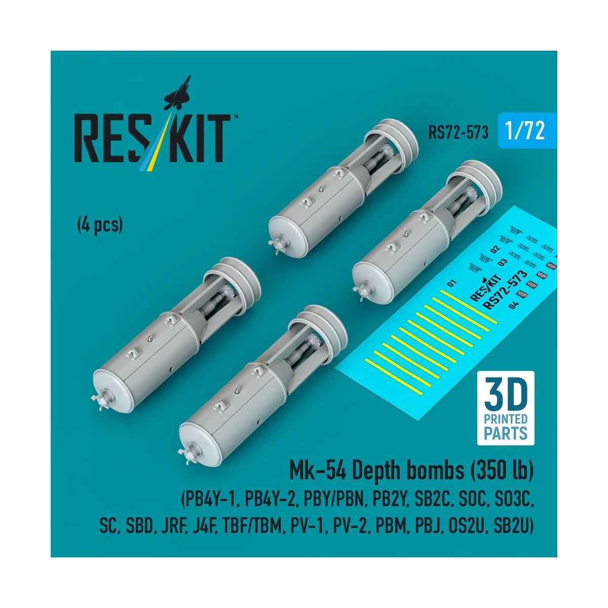 Mk-54 Depth bombs (350 lb) (4 pcs) (PB4Y-1, PB4Y-2, PBY/PBN, PB2Y, ...