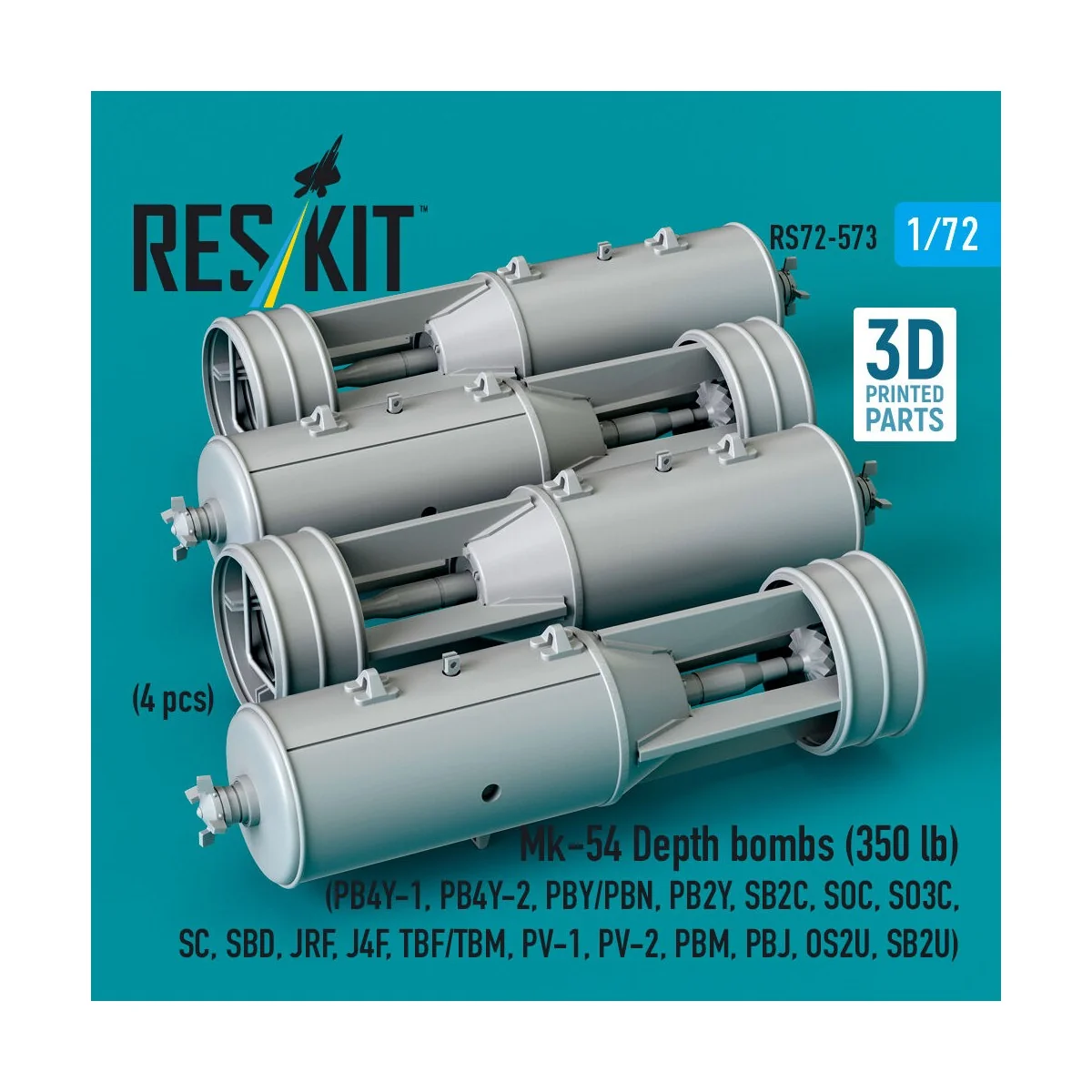 Mk-54 Depth bombs (350 lb) (4 pcs) (PB4Y-1, PB4Y-2, PBY/PBN, PB2Y, ...