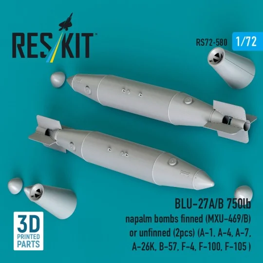BLU-27A/B 750lb napalm bombs finned (MXU-469/B) or unfinned (2pcs) ...