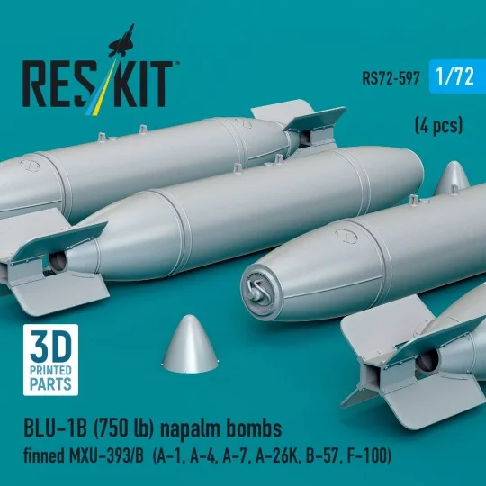 BLU-1B (750lb) napalm bombs finned MXU-393/B (4 pcs) (A-1, A-4, A-7...