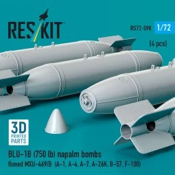 BLU-1B (750lb) napalm bombs finned MXU-469/B (4 pcs) (A-1, A-4, A-7...