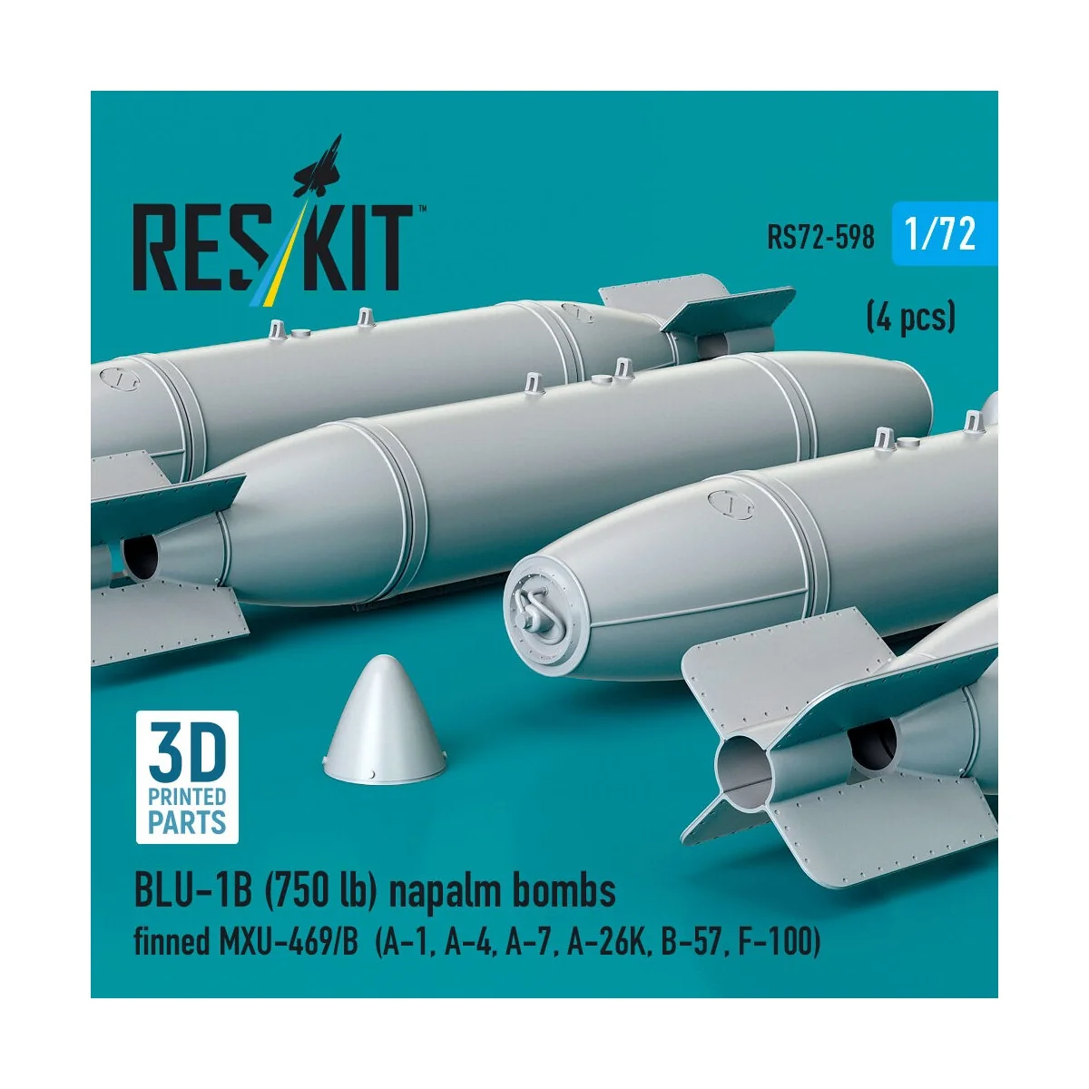 BLU-1B (750lb) napalm bombs finned MXU-469/B (4 pcs) (A-1, A-4, A-7...