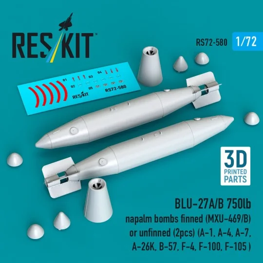 BLU-27A/B 750lb napalm bombs finned (MXU-469/B) or unfinned (2pcs) ...