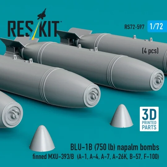 BLU-1B (750lb) napalm bombs finned MXU-393/B (4 pcs) (A-1, A-4, A-7...